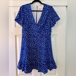 Melloday Blue Polka Dot Ruffle Mini Dress